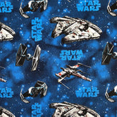 Millennium Falcon Rebel Ships in Blue background with Star Wars Logo